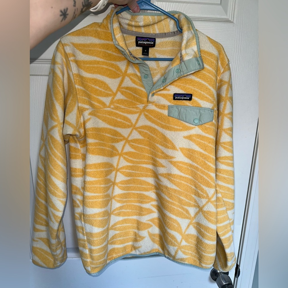 GUC Medium Vintage Patagonia Synchilla Fleece Yellow Leaves